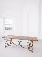 Wrought Iron & Oak Dining Table