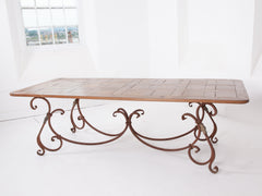 Wrought Iron & Oak Dining Table