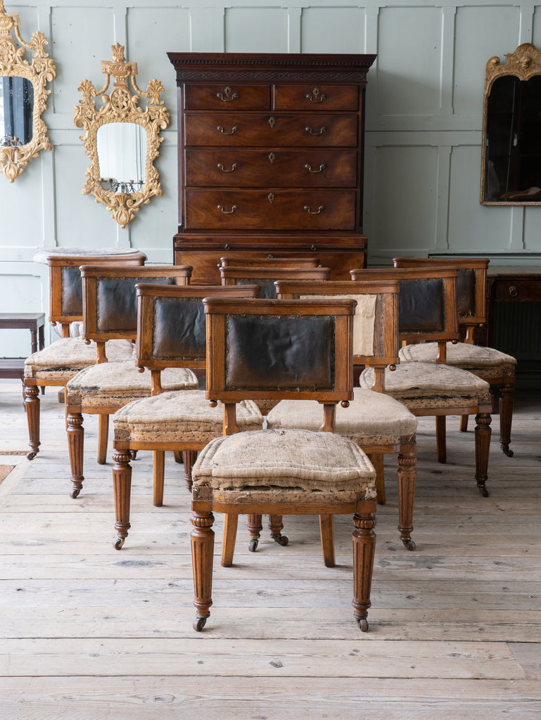 A Set of Twelve 19th Century Oak Dining Chairs