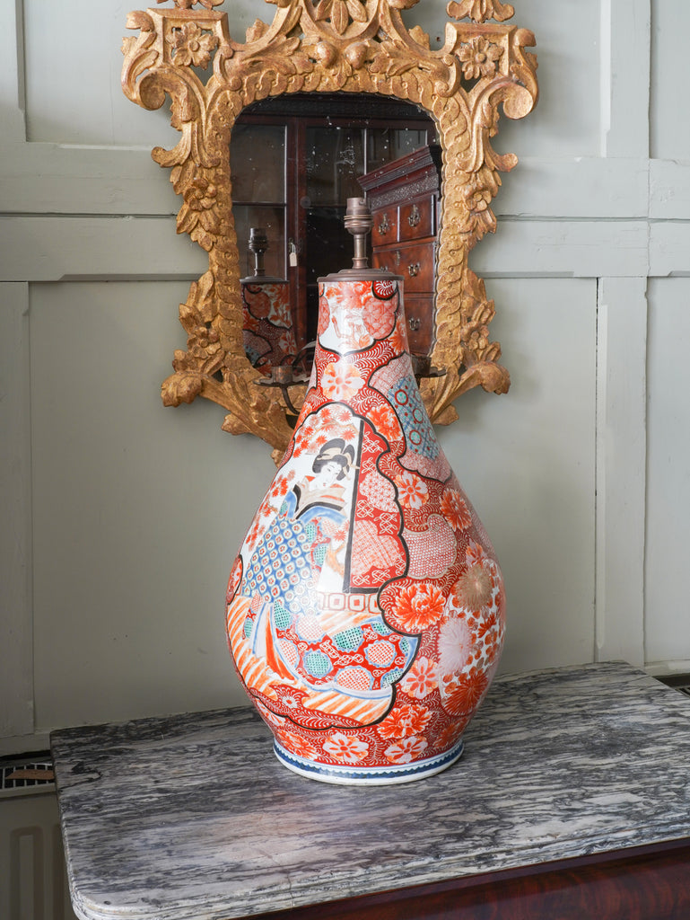 Japanese Meiji Period Baluster Form Vase Table Lamp