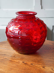 Red Art Glass Jardiniere