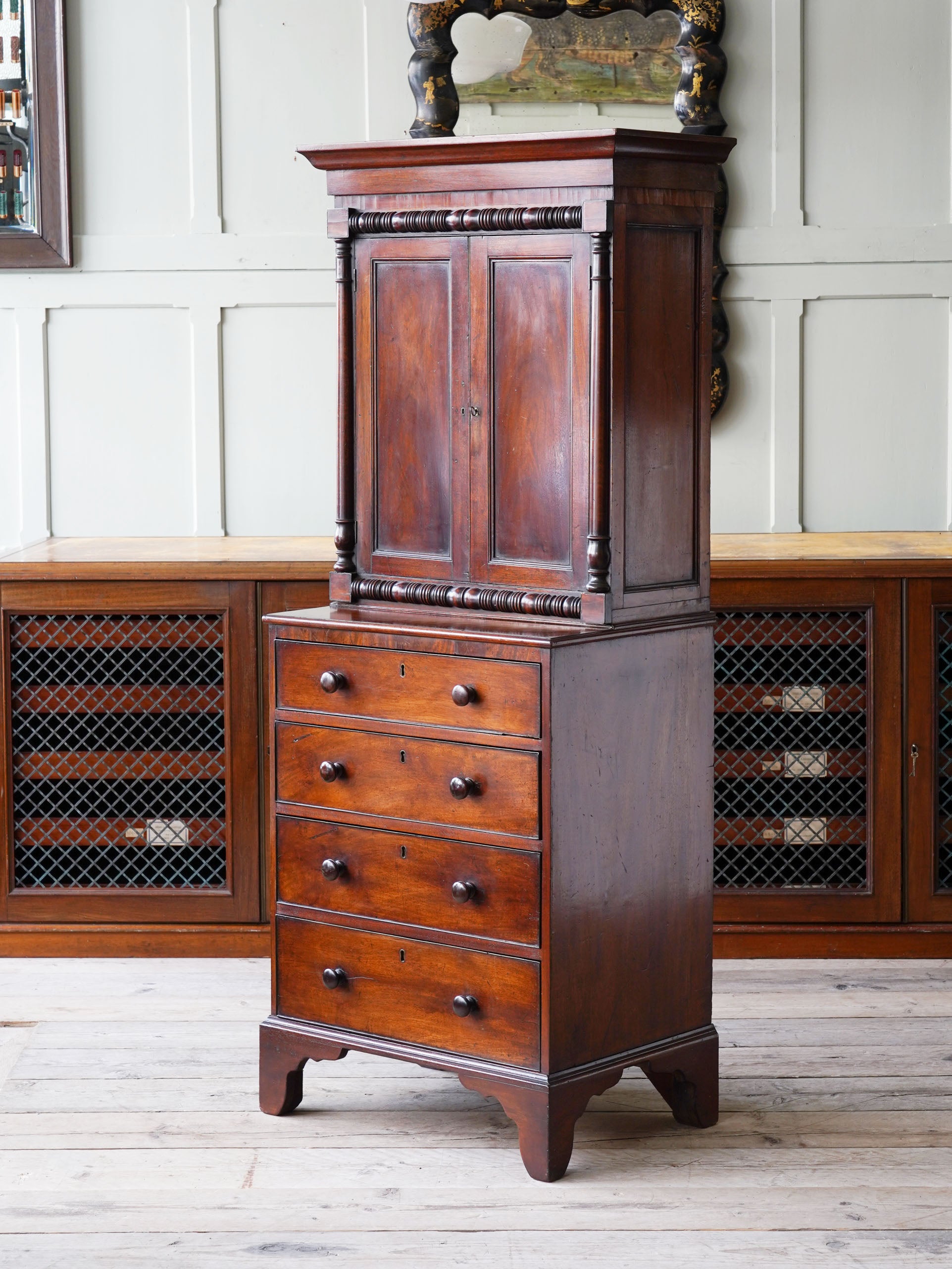 Late 18th Century Mahogany Cabinet on Chest