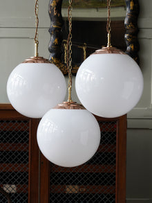 The Tomkin Opaline Glass Pendant in Polished Copper