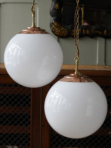 The Tomkin Opaline Glass Pendant in Polished Copper