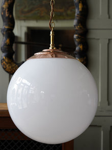 The Tomkin Opaline Glass Pendant in Polished Copper