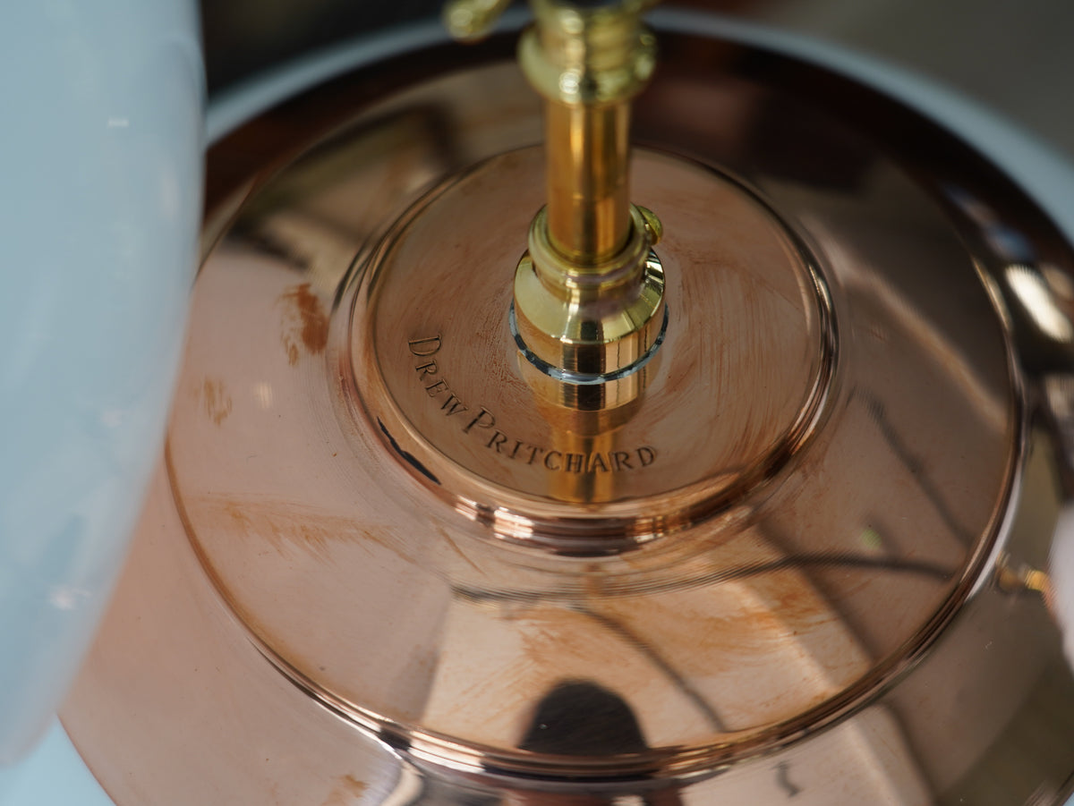 The Tomkin Opaline Glass Pendant in Polished Copper