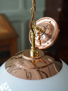 The Tomkin Opaline Glass Pendant in Polished Copper