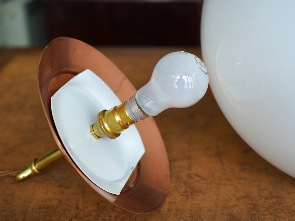 The Tomkin Opaline Glass Pendant in Polished Copper