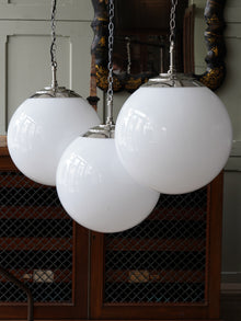 The Tomkin Opaline Glass Pendant in Nickel
