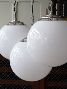 The Tomkin Opaline Glass Pendant in Nickel