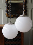 The Tomkin Opaline Glass Pendant in Nickel