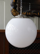 The Tomkin Opaline Glass Pendant in Nickel
