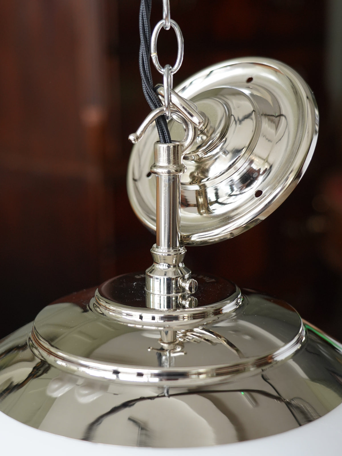 The Tomkin Opaline Glass Pendant in Nickel
