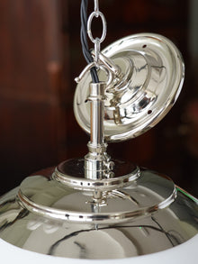 The Tomkin Opaline Glass Pendant in Nickel