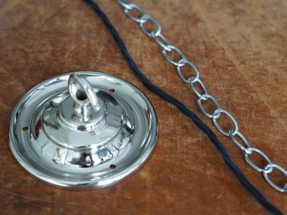 The Tomkin Opaline Glass Pendant in Nickel