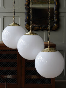 The Tomkin Opaline Glass Pendant in Polished Brass