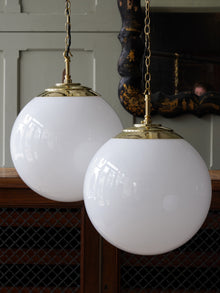 The Tomkin Opaline Glass Pendant in Polished Brass