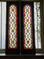 A Pair of Mid 19th Century Stained Glass Lancet Panels