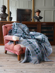 A Blue & Pink Derw Mill Tapestry Blanket