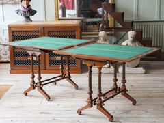 A Pair of Walnut Gaming Tables by Lamb of Manchester