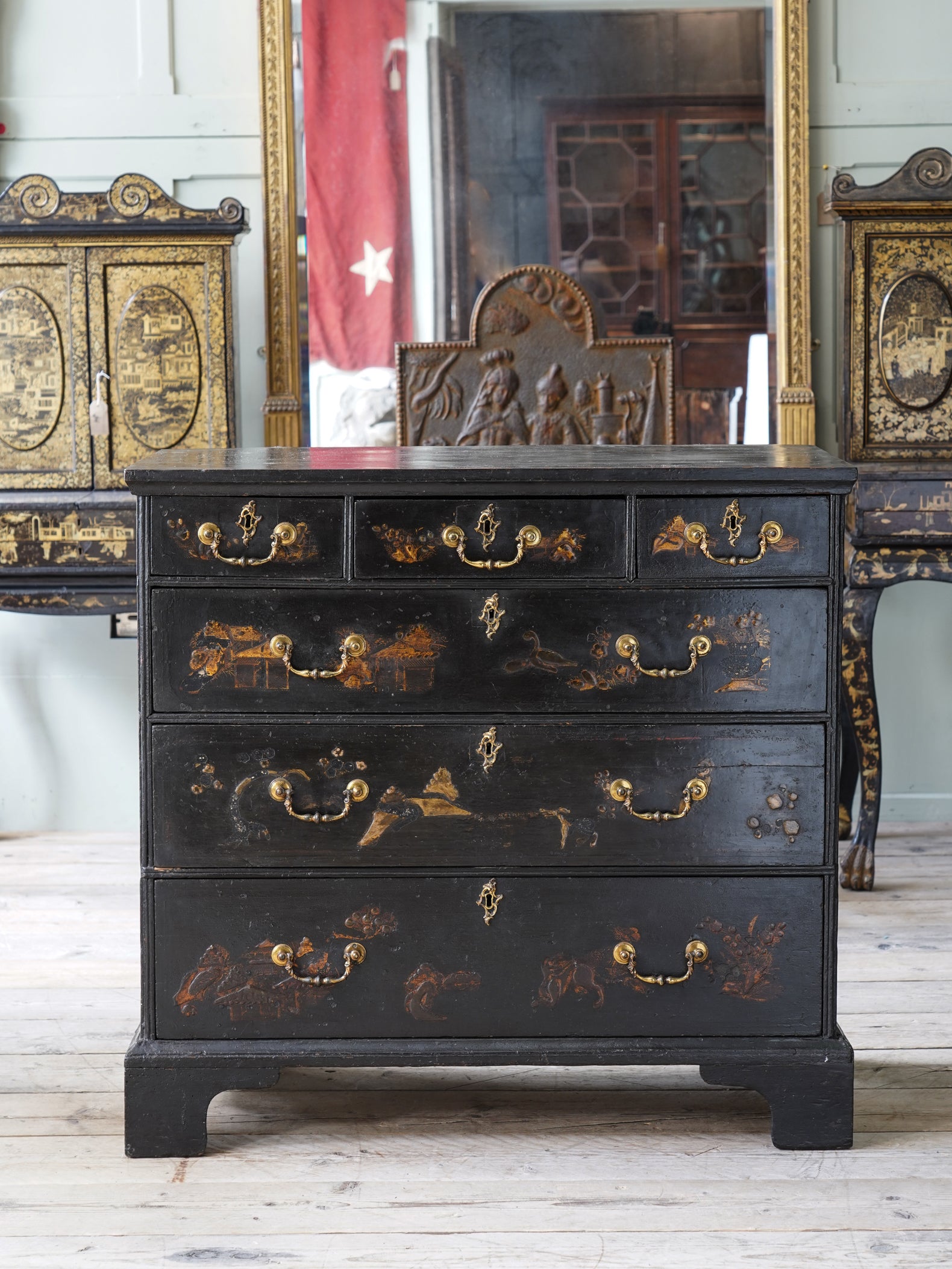 A Mid 18th Century Chinoiserie Decorated Chest