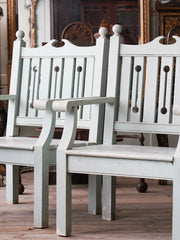 A Pair Of 20th Century Teak Garden Arm Chairs