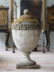 A Large Composition Stone Lidded Urn