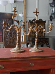 A Pair of Three Branch Candleabra