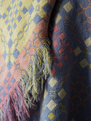 Blue, Pink Welsh Tapestry Blanket