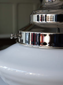 The Draughtsman Opaline Glass Pendant Light in Nickel