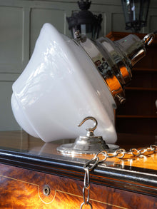 The Draughtsman Opaline Glass Pendant Light in Nickel