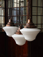 The Draughtsman Opaline Glass Pendant in Patinated Copper