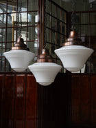 The Draughtsman Opaline Glass Pendant in Patinated Copper