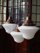 The Draughtsman Opaline Glass Pendant in Patinated Copper