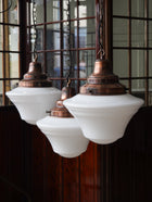 The Draughtsman Opaline Glass Pendant in Patinated Copper