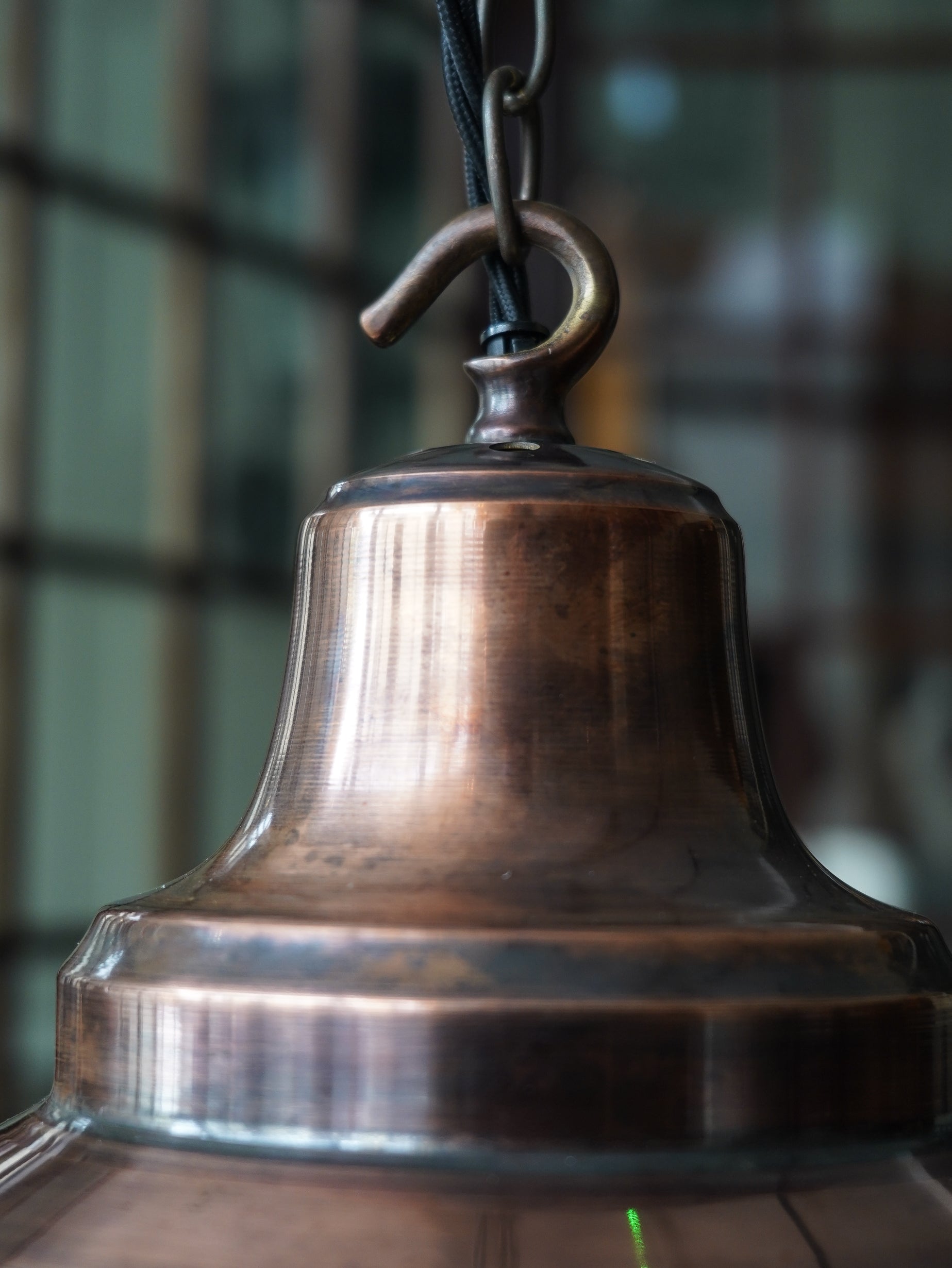 The Draughtsman Opaline Glass Pendant in Patinated Copper