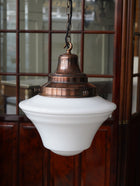 The Draughtsman Opaline Glass Pendant in Patinated Copper