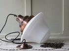 The Draughtsman Opaline Glass Pendant in Patinated Copper