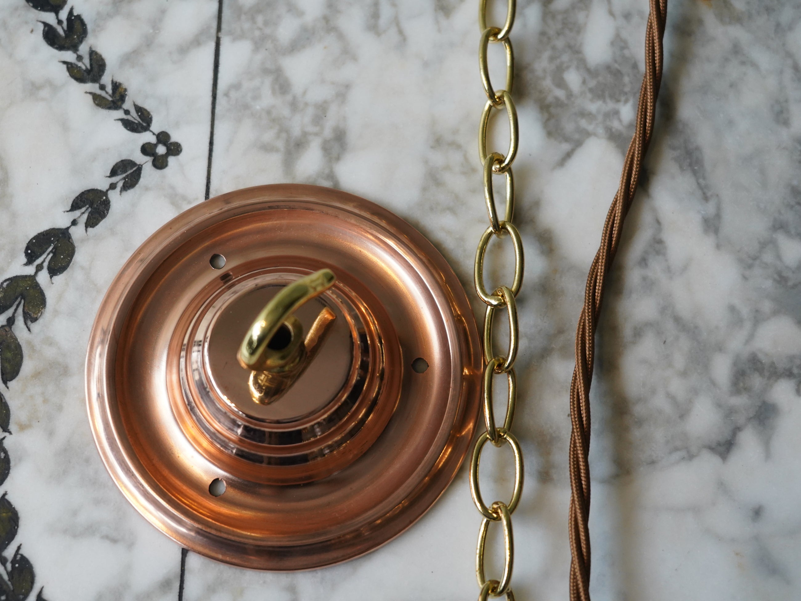 The Draughtsman Opaline Glass Pendant Light in Polished Copper