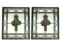 A Pair of Stained Glass Panels