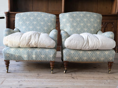 Pair of 19th Century Howard & Sons Bridgewater Armchairs
