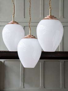 The Eirlys Opaline Glass Pendant in Polished Copper