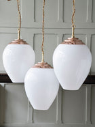 The Eirlys Opaline Glass Pendant in Polished Copper