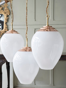 The Eirlys Opaline Glass Pendant in Polished Copper