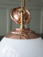 The Eirlys Opaline Glass Pendant in Polished Copper