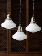 The Ellis Opaline Glass Pendant Light in Nickel