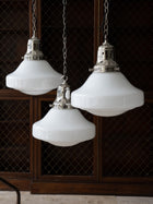 The Ellis Opaline Glass Pendant Light in Nickel