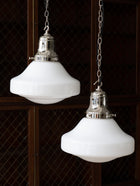 The Ellis Opaline Glass Pendant Light in Nickel