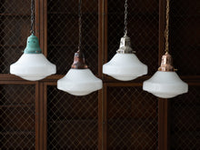 The Ellis Opaline Glass Pendant Light in Nickel