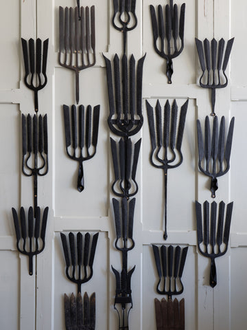 A Collection of Wrought Iron Eel Forks